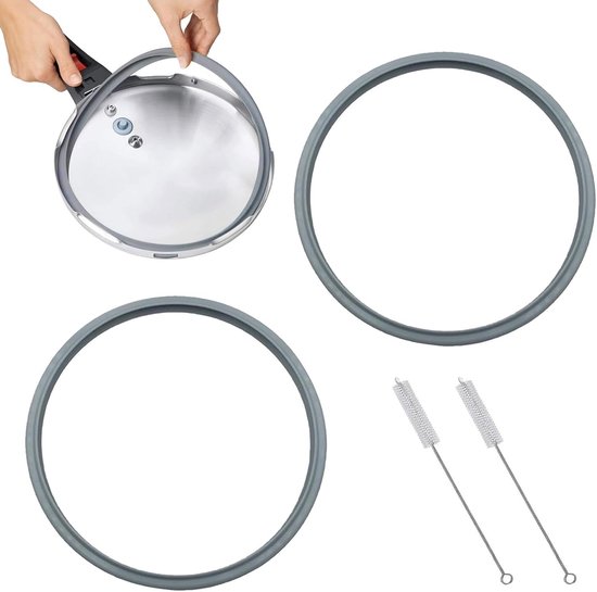 Pressure Cooker Sealing Ring 22cm - 2pcs met 2pcs Cleaning Brush - Geschikt voor 3L, 4.5L, 6.5L, 8.5L - Siliconen Ring en Accessoires van Merkloos	