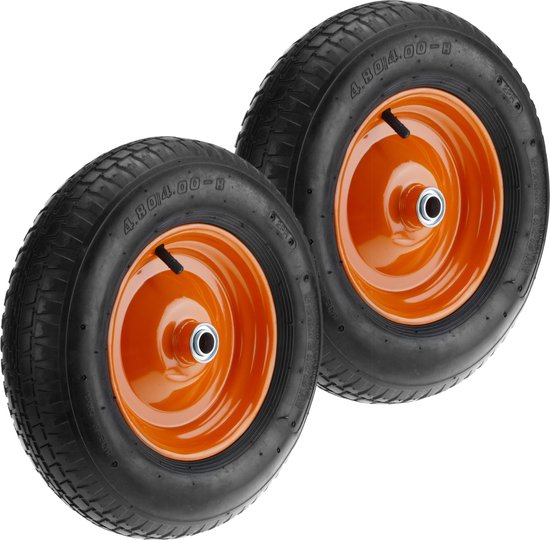 PrimeMatik - Kruiwagenwiel 2-pack 95 Kg 16x4" 406x102 mm. Vervangende band voor transportplatform en trolleys van PrimeMatik