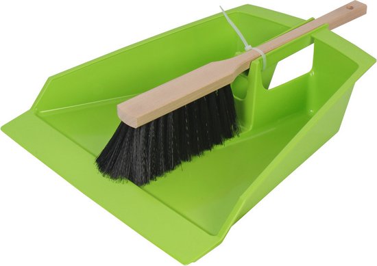Pro Garden - XXL Stoffer en blik limegroen 43cm voor tuinafval/blad van Pro Garden