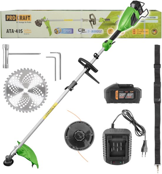 Procraft ATA-40S accu-bosmaaier 40 V 420 mm borstelloos + 1x accu 4,0 Ah + oplader