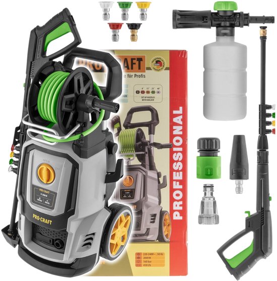 Procraft CW2.0/160 hogedrukreiniger 2000 watt 160 bar 7,5 l/min + accessoires