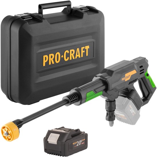 Procraft CW20bb accu-hogedrukreiniger 20 V 30 bar 180 l/u borstelloos + 1x accu 4,0 Ah + koffer - zonder oplader