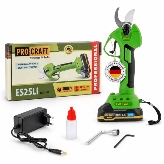 Procraft ES25Li accu-takkenschaar 20 V 25 mm + 1x accu 2,0 Ah + oplader
