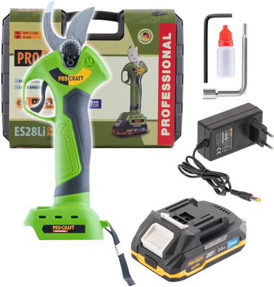 Procraft ES28Li accu takkenschaar 20 V borstelloos + 1x accu 2,0 Ah + lader + koffer van Procraft