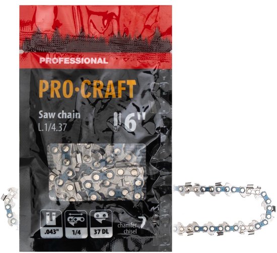 Procraft L.1/4.37 zaagketting 6" (150 mm) 1/4" 1,1 mm 37 TG - voor kettingzaag van Merkloos	