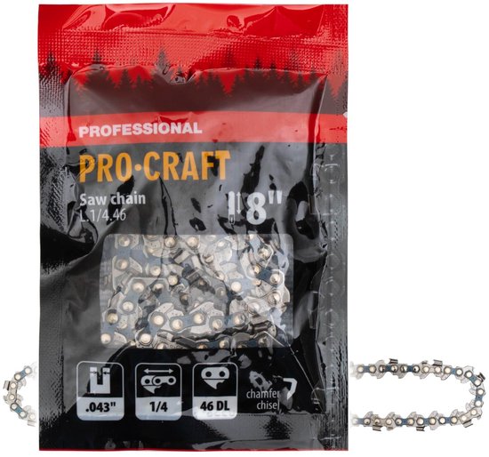 Procraft L.1/4.46 zaagketting 8" (200 mm) 1/4" 1,1 mm 46 TG - voor kettingzaag van Procraft