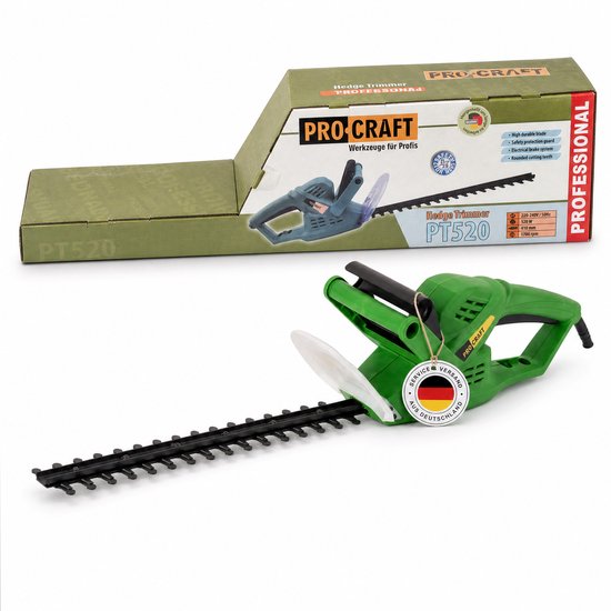 Procraft PT520 heggenschaar 520 watt 410 mm snijlengte 20 mm snijdikte