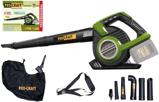 Procraft VB20 accu bladblazer en bladzuiger 40 V ( 2x 20 V ) Brushless Solo - zonder accu, zonder oplader van Merkloos	