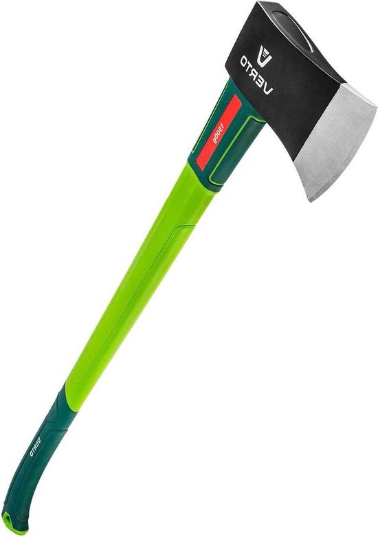 Professionele 2500 g bijl - Lengte 880 mm - Glassteel - Kloofbijl - Groen van Merkloos	