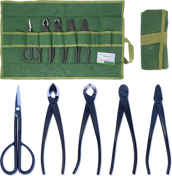 Professionele 5-delige Bonsai Gereedschapset met Etui voor Snoeien en Modelleren van Merkloos	