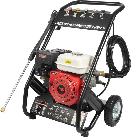 Professionele 6,5 pk hogedrukreiniger met 190 bar werkdruk voor auto en terras van Merkloos	