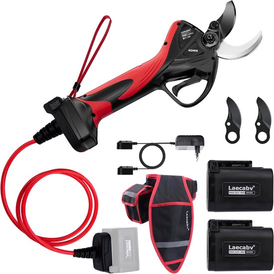 Professionele Accu Snoeischaar met LCD Display en Lithium Batterijen - 40 mm Snijcapaciteit en Progressieve Snede van Avanty.