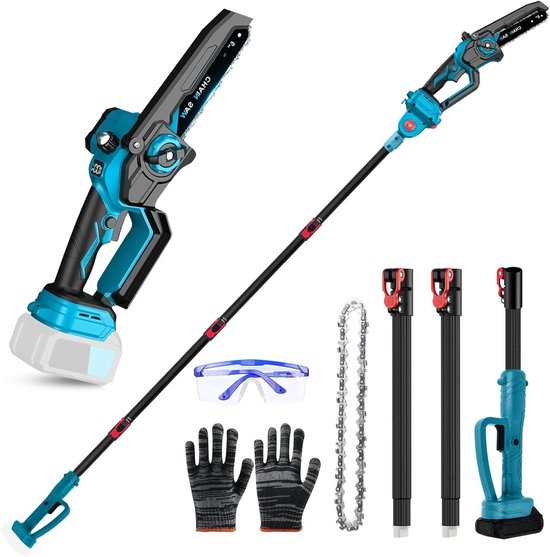 Professionele Accu Takkenzaag met Telescoopsteel en Borstelloze Motor - 6 Inch 2-in-1 Takkenzaag voor Efficiënt Snoeien van Takken en Heggen van Merkloos	