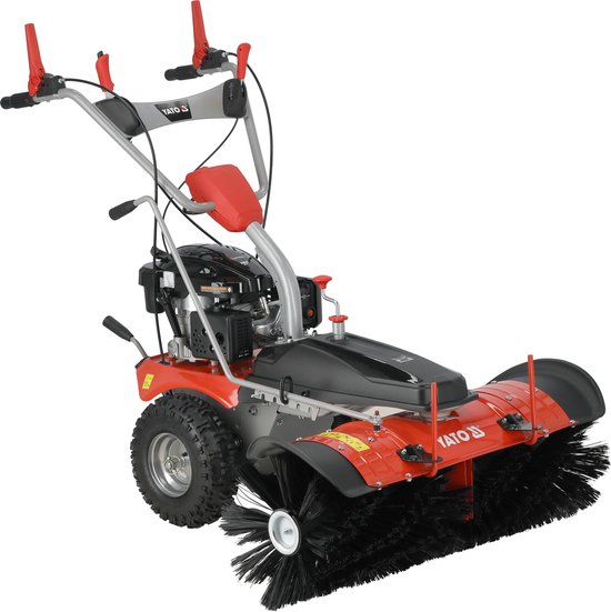 Professionele Benzine Veegmachine – 100 cm Werkbreedte – 4.7 PK Loncin Motor – 3 Versnellingen Vooruit & 1 Achteruit – 81 kg Radiaalveger / Sneeuwschuif Optie