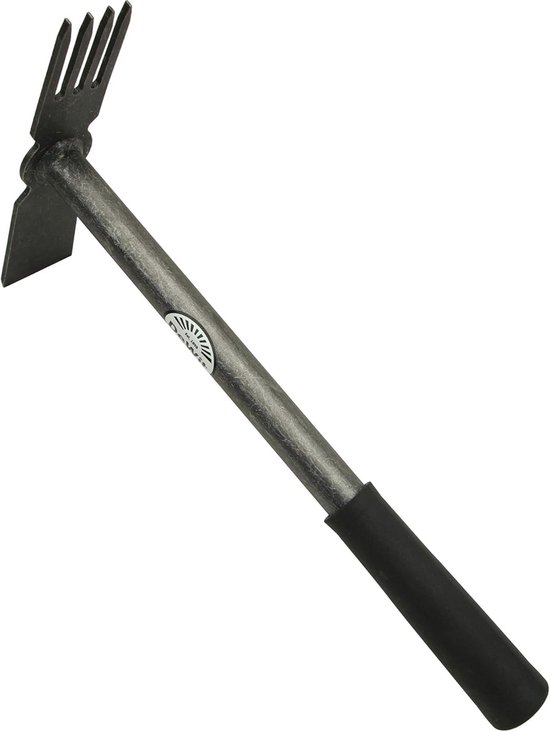 Professionele combi-hak van borstelstaal met 4 tanden en recht blad 35 cm voor verhoogd bloembed en tuin van GARDENA