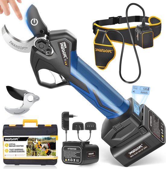 Professionele elektrische snoeischaar met accu - 36 mm snijcapaciteit, lichtgewicht en stil, ideaal voor wijngaarden en boomgaarden van Merkloos	