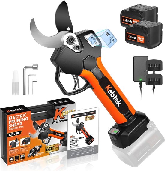 Professionele Elektrische Snoeischaar met Accu - Draadloze Takkenschaar met 40 mm Snijdiepte en 18 V Borstelloze Motor van Pro
