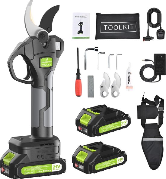 Professionele elektrische snoeischaar met accuvoeding en digitaal display voor moeiteloos snoeien van fruitbomen en olijfbomen van Merkloos	