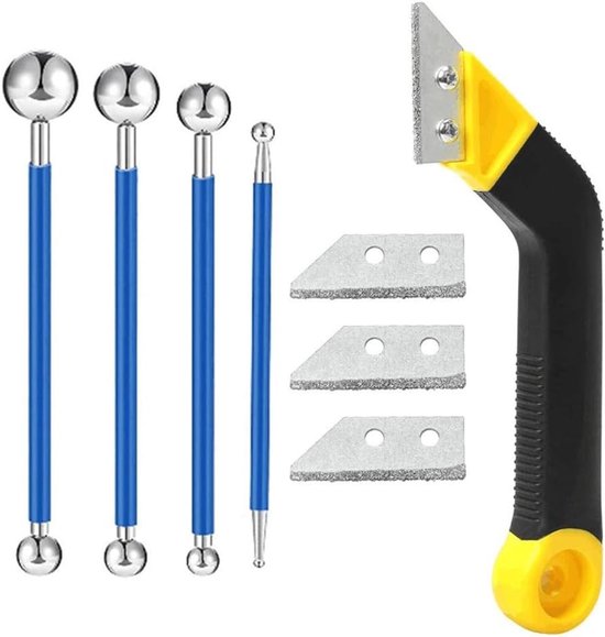 Professionele gereedschapsset voor voegen en afdichting - ideaal voor badkamer, keuken en keramiek sculptuur met metalen ballen en border tools