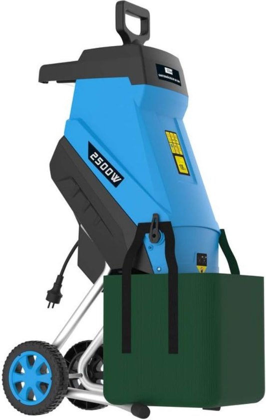 Professionele Hakselaar Versnipperaar - Hakselaar Electrisch 50L - Versnipperaar Hakselaar – 2500W – Max. Ø45mm - Incl. Wielen, Opvangzak, Duurzame Draaimessen – Heggen, Bomen en Haag -Tuinonderhoud van Pro