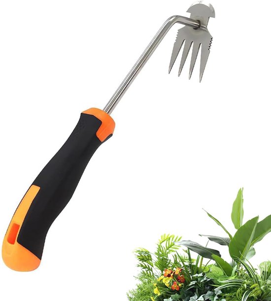 Professionele Hand Onkruidsteker - Roestvrijstalen Tuingereedschap met Rubberen Grip voor Eenvoudig Onkruid Verwijderen van Merkloos	