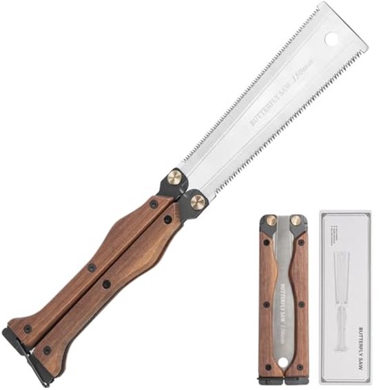 Professionele Japanse Houtzaag met Walnootgreep - 300 mm Dubbelzijdig en Inklapbaar van Merkloos	