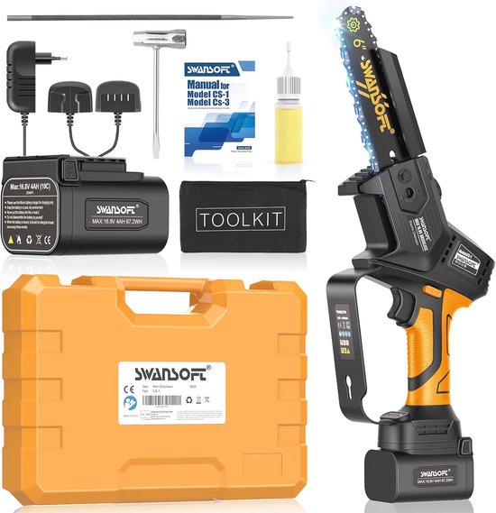 Professionele Mini Accu-Kettingzaag 6 Inch - Ideaal voor Houtsnijwerk, Fruit en Olijven van Merkloos	