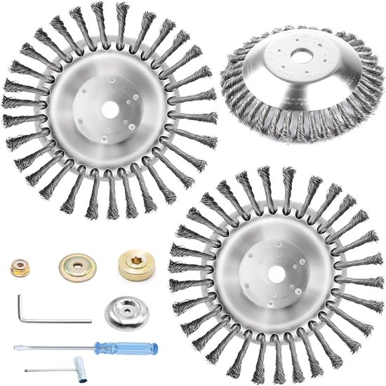 Professionele onkruidborstel voor grastrimmer - 2 stuks, 15 cm - Draadborstel, kegel en getande draadborstel van Pro