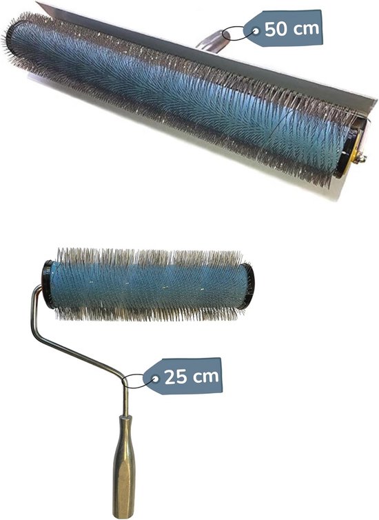 Professionele ontluchtingsrol met metalen spikes - 20 mm lengte - Perfect voor vloercoatings