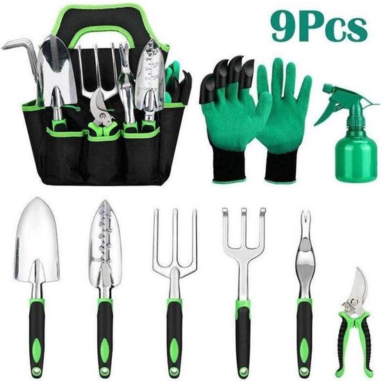 Professionele Premium Tuingereedschap Set - 9 Delig -Tuin Assecoires - Tuinonderhoud - Beginners/Dummies van Merkloos	