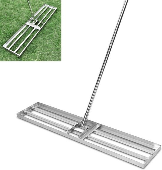 Professionele roestvrijstalen gazon-nivelleringshark met 2m handvat - tuin- en golfbaangereedschap