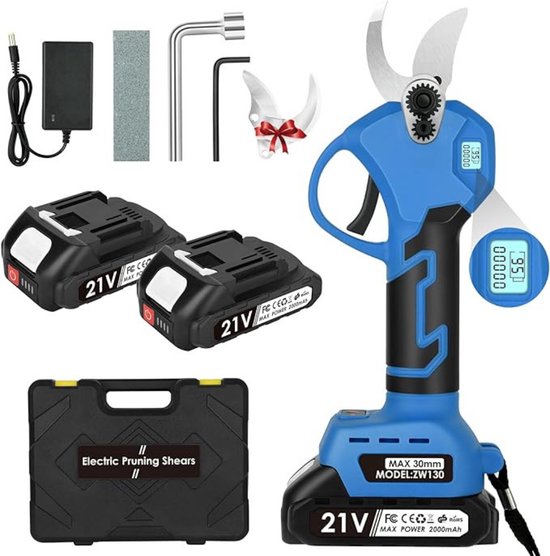 Professionele Snoeischaar met Accu – Takkenschaar – 4000mAh – Inclusief Draagtas – Oplaadbaar – Hoogste Kwaliteit - 750W – Blauw van Pro