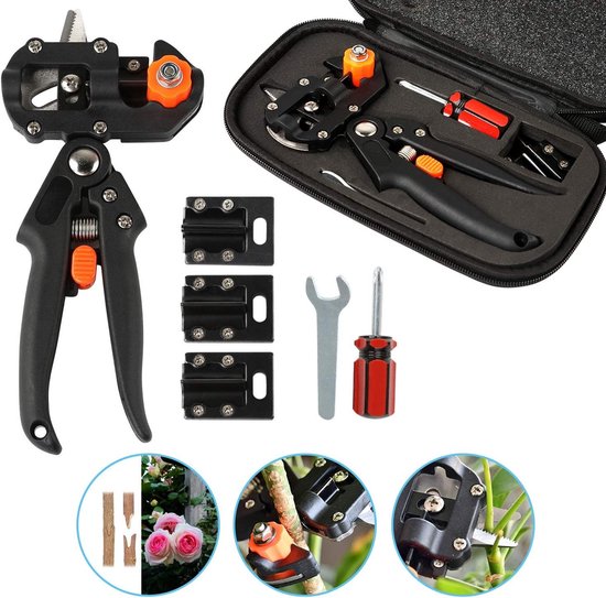 Professionele Tuin Gereedschap Set met Snoeischaar, Grafting Tool en Knipplank voor Planten, Fruitbomen en Bonsai