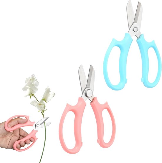 Professionele Tuinschaar voor Bloemen en Planten - Ideaal voor Nauwkeurig Snoeien en Tuinieren (Roze, Blauw)