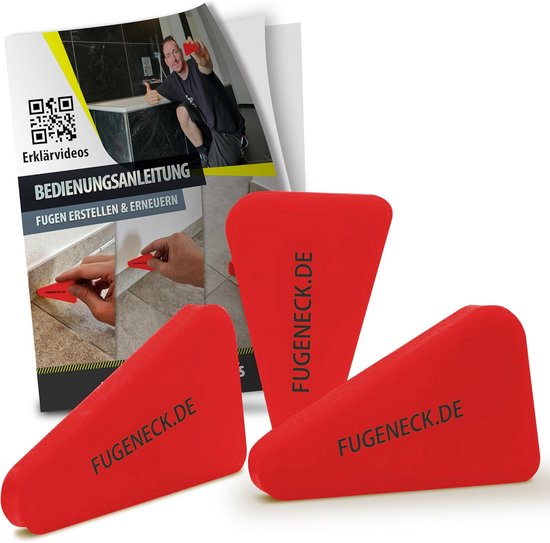 Professionele voegentrekker voor het verwijderen van siliconenvoegen - Innovatief ontwerp voor 3 verschillende voegmaten - acryl en siliconen gereedschap uit Duitsland (3 stuks rood)