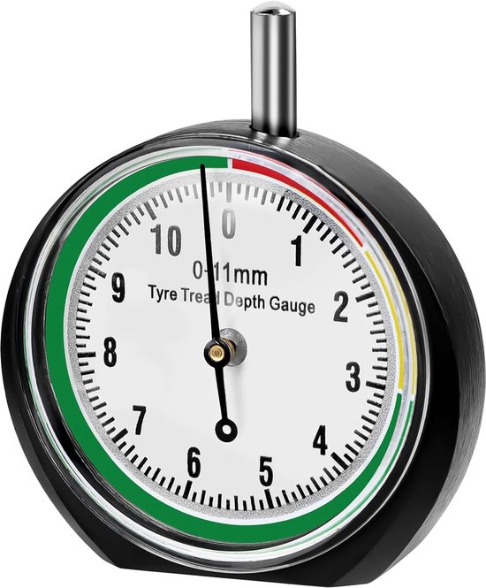 Profielmeter - profieldieptemeter voor banden in mm wijzerplaat - intelligente kleurgecodeerde band - meten voor motorfiets - auto - vrachtwagen - bus van Merkloos	