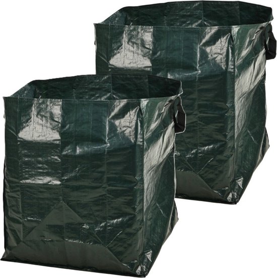 Progarden Tuinafvalzak - 2x - opvouwbaar - groot formaat - groen - 390 liter - bladeren opruimen van ProGarden