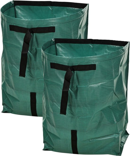 Progarden Tuinafvalzak - 2x - opvouwbaar - rond - groen - 178 liter - bladeren opruimen van ProGarden