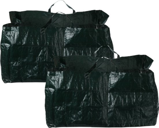 Progarden Tuinafvalzak - 2x - opvouwbaar - vierkant - groen - 150 liter - bladeren opruimen van ProGarden