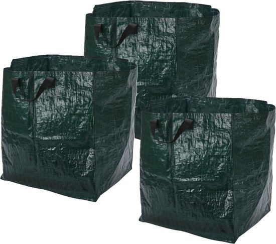 Progarden Tuinafvalzak - 3x - opvouwbaar - groen - 75 liter - bladeren opruimen van ProGarden