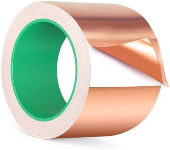 PromoHome 20 meter x 70 mm koperfolie tape, dubbelzijdig geleidend EMI RF afschermingstape, slakkenwerend en aardingsband voor elektronica