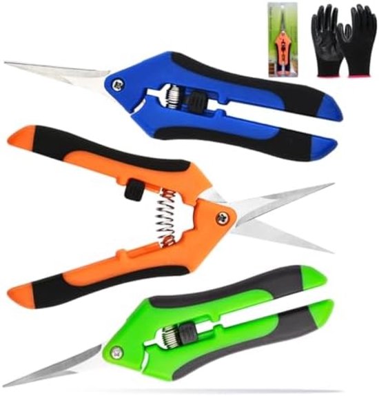PromoHome 3-delige tuinschaar set met handschoenen - Professioneel snoeigereedschap van Merkloos	