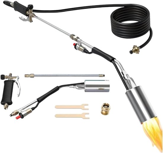 Propaan Brander - Onkruidbrander Vlammenwerper - Onkruid Bestrijden - Krachtig Verwarmingsvermogen - 45cm Pakket - Zilver Zwart van Merkloos	