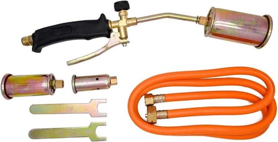 Propaan Brander - Soldeerbrander Gassoldeerapparaat - Dakwerken Verwarmen Lassen - Inclusief Gasslang - 200 cm slang - Zilver