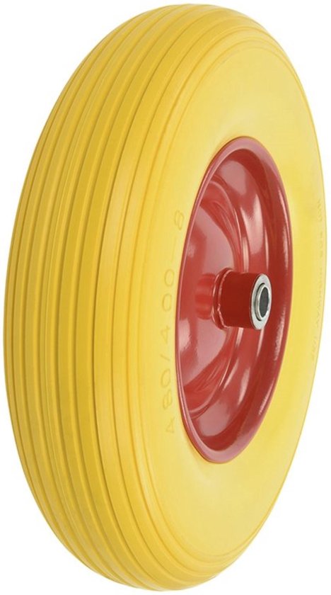 ProPlus Kruiwagenwiel - Lekvrij PU band - Metalen velg - Ø 396 x 87 mm - Geel/Rood van ProPlus