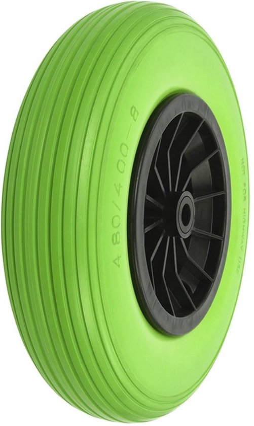 ProPlus Kruiwagenwiel - Lekvrije PU band - Kunststof velg - Ø 396 x 87 mm - Groen/Zwart van ProPlus
