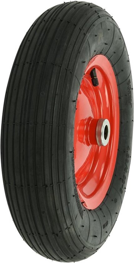 ProPlus Kruiwagenwiel - Luchtband met metalen velg - Ø 370 mm - Asgat Ø 20 mm - Zwart/Rood van ProPlus