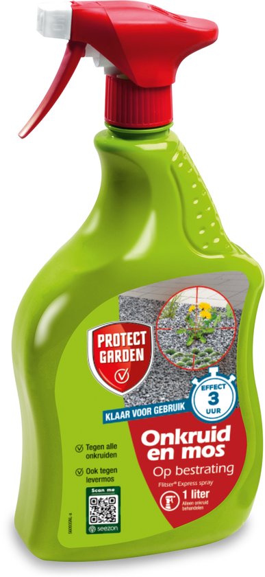 Protect Garden Flitser Express Spray, 1 L - Kant & Klaar Onkruidbestrijder - Onkruid en Mos Bestrijden - Vloeibaar Bestrijdingsmiddel - Onkruidverdelger in handige Spuitverpakking - Binnen 3 uur zichtbaar resultaat van Merkloos	