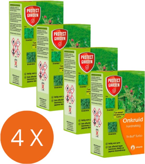 Protect Garden Tri-But Turbo - 4 Stuks – Onkruidverdelger voor gazon – Onkruidverwijderaar concentraat – Tegen hardnekkig onkruid – 100 ml voor 160 m² - Garden Select van Merkloos	
