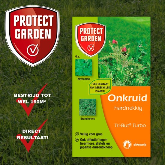 Protect Garden Tri-But Turbo – Onkruidverdelger voor gazon – Onkruidverwijderaar concentraat – Tegen hardnekkig onkruid – 100 ml voor 160 m²